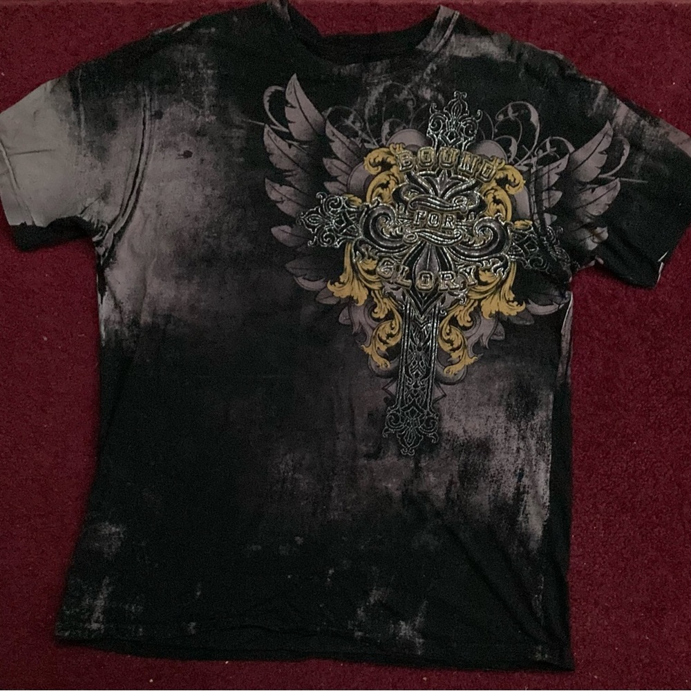 rare yellow and black affliction shirt